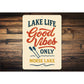 Lake Life Good Vibes Only Morse Lake Aluminum Decor Sign