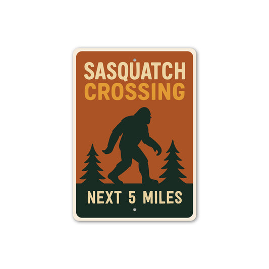 Sasquatch Crossing Next 5 Miles Bigfoot Warning Metal Sign