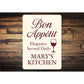 Bon Appetit Elegance Served Daily Personalized Kitchen Sign