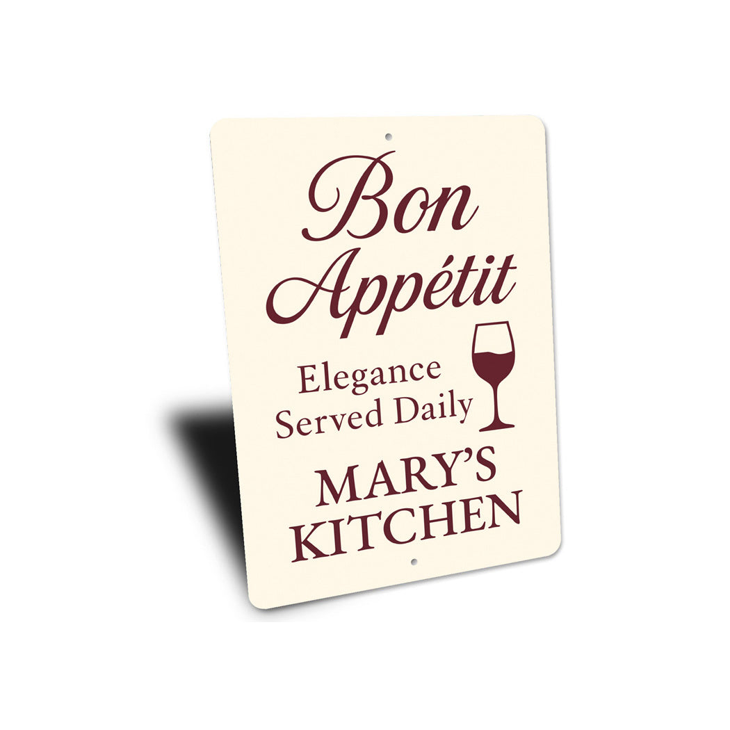 Bon Appetit Elegance Served Daily Personalized Kitchen Sign