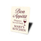 Bon Appetit Elegance Served Daily Personalized Kitchen Sign