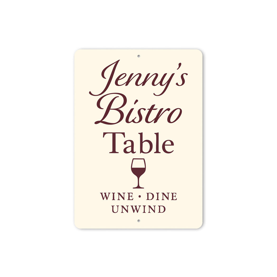 Personalized Bistro Table Sign Wine Dine Unwind Metal Decor
