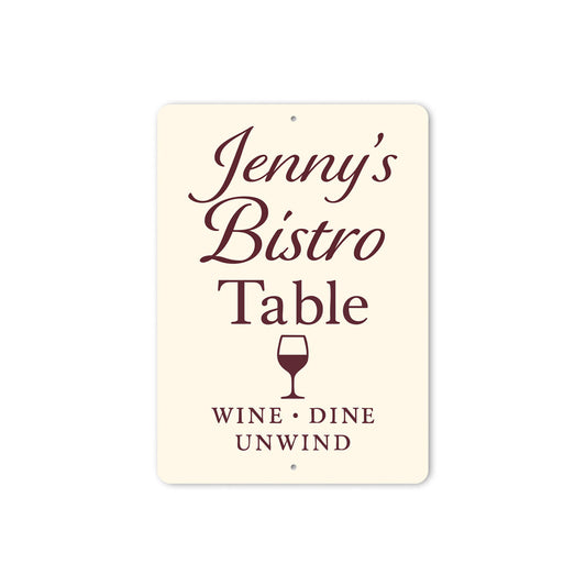 Personalized Bistro Table Sign Wine Dine Unwind Metal Decor