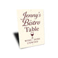 Personalized Bistro Table Sign Wine Dine Unwind Metal Decor