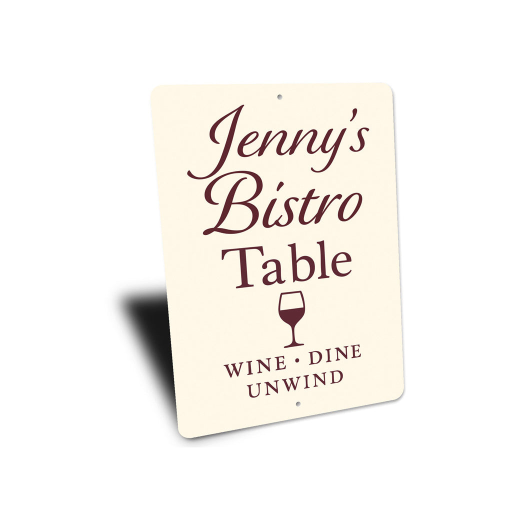 Personalized Bistro Table Sign Wine Dine Unwind Metal Decor
