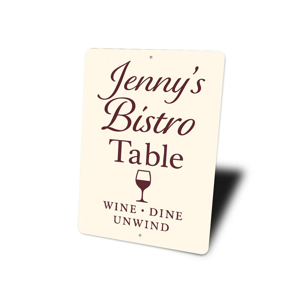 Personalized Bistro Table Sign Wine Dine Unwind Metal Decor