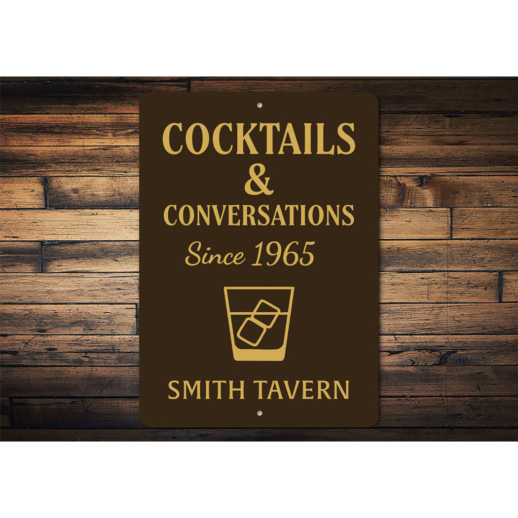 Cocktails And Conversations Personalized Tavern Metal Sign