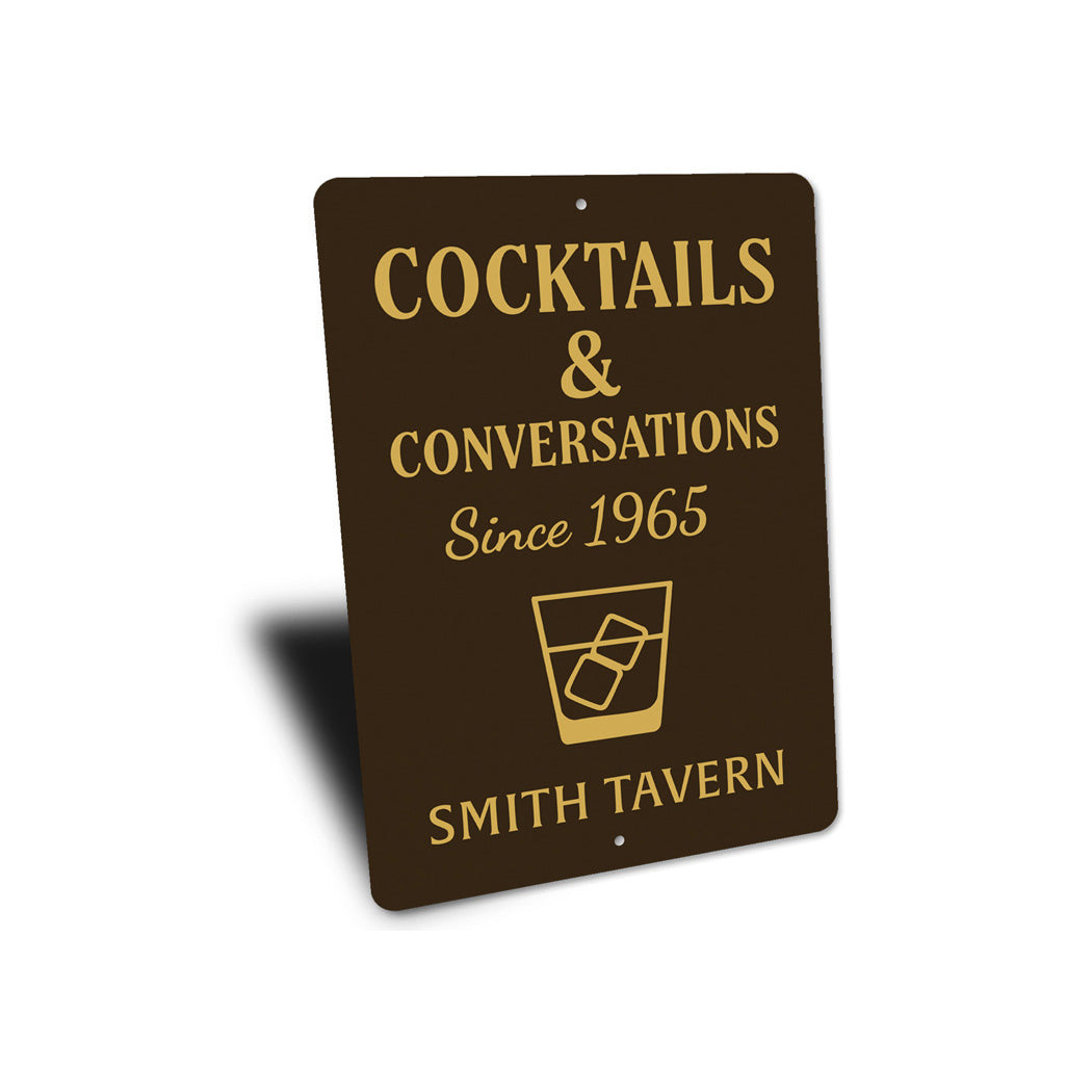 Cocktails And Conversations Personalized Tavern Metal Sign
