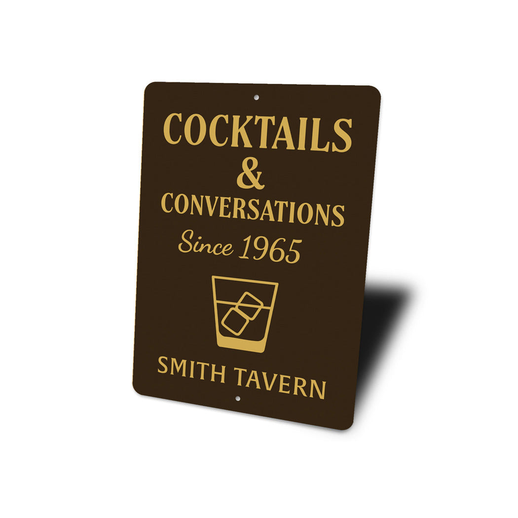 Cocktails And Conversations Personalized Tavern Metal Sign