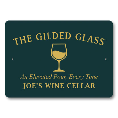 Gilded Glass Elevated Pour Personalized Wine Cellar Sign