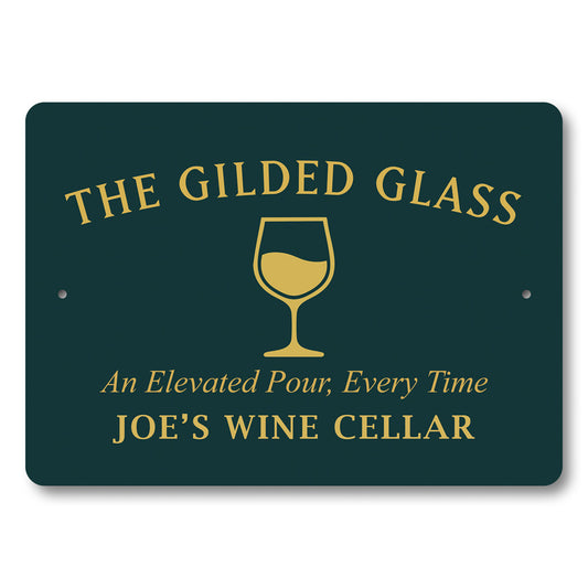 Gilded Glass Elevated Pour Personalized Wine Cellar Sign