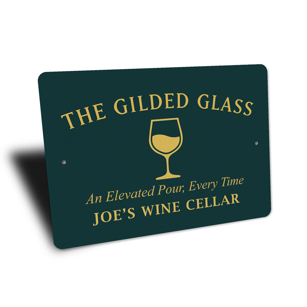 Gilded Glass Elevated Pour Personalized Wine Cellar Sign