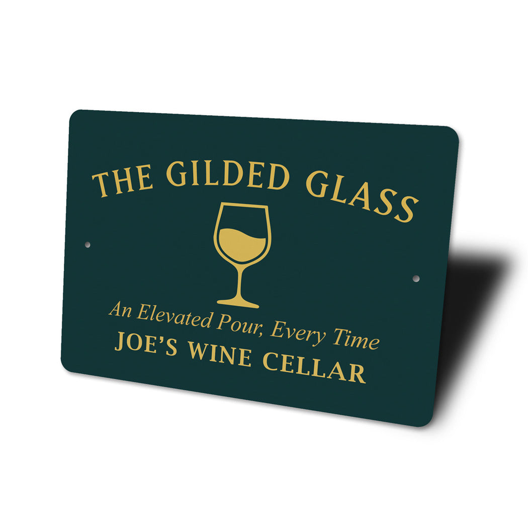 Gilded Glass Elevated Pour Personalized Wine Cellar Sign
