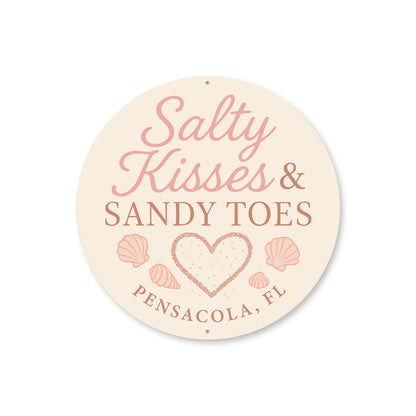 Salty Kisses And Sandy Toes Seashell Round Signs