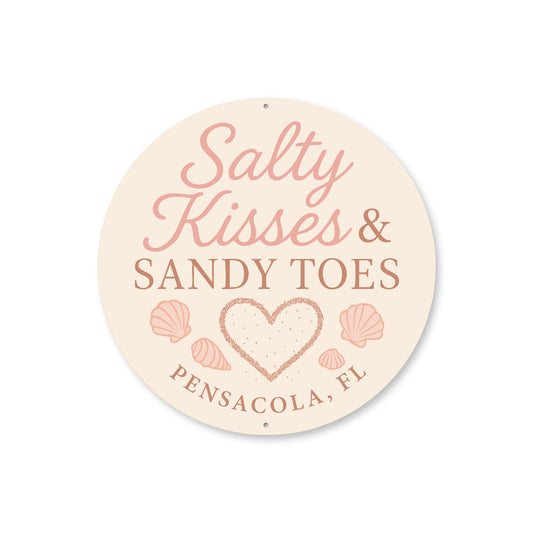Salty Kisses And Sandy Toes Seashell Round Signs