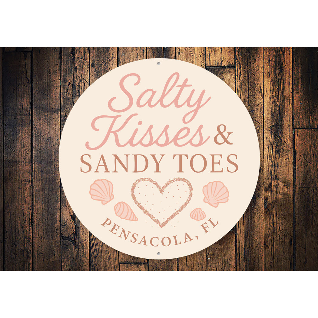 Salty Kisses And Sandy Toes Seashell Round Signs