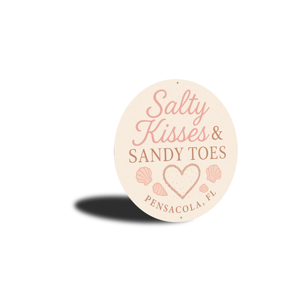 Salty Kisses And Sandy Toes Seashell Round Signs