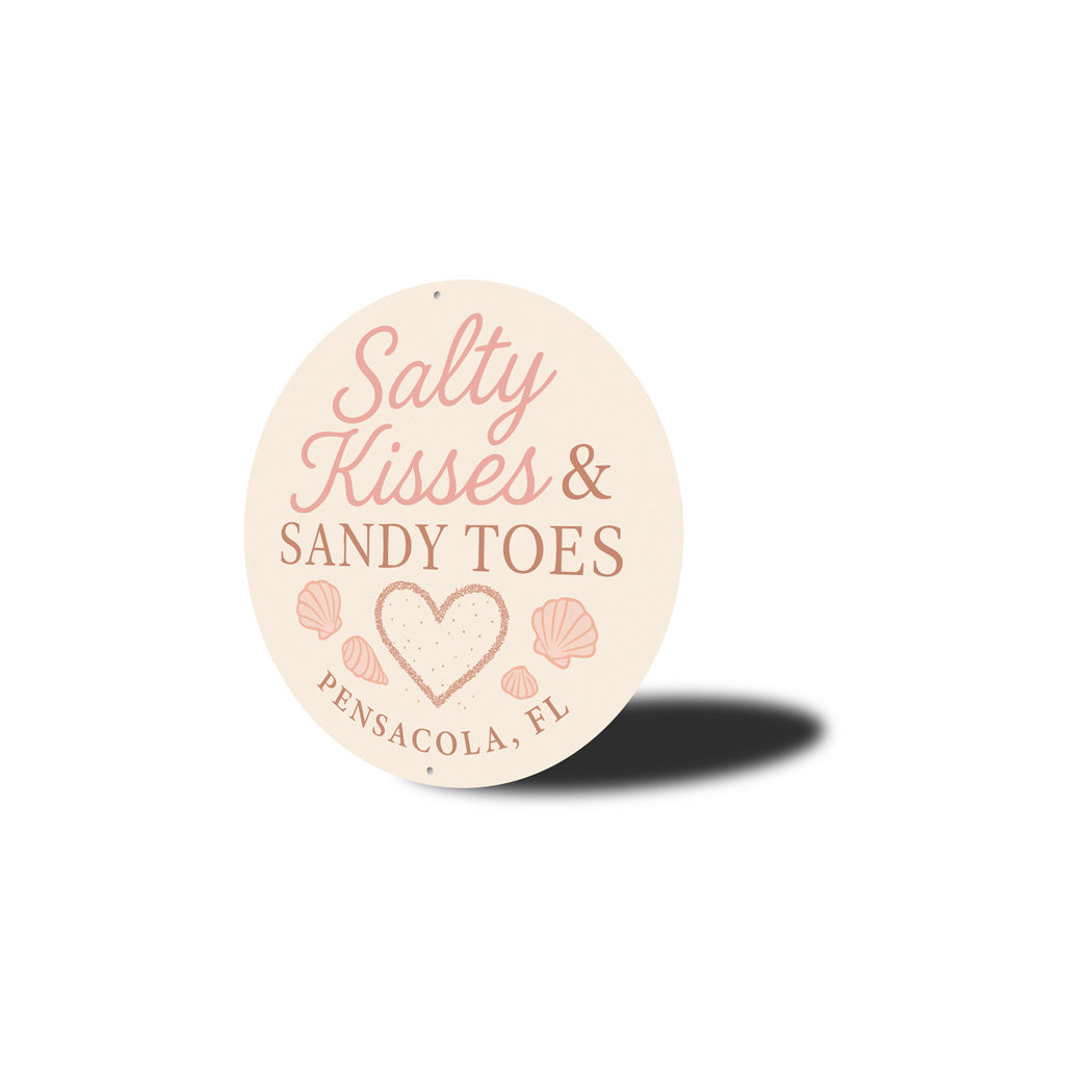 Salty Kisses And Sandy Toes Seashell Round Signs