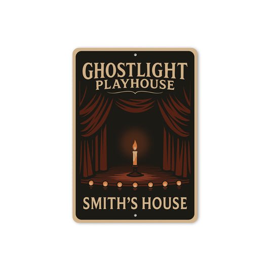 Ghostlight Playhouse Scary Theatre Personalized House Sign
