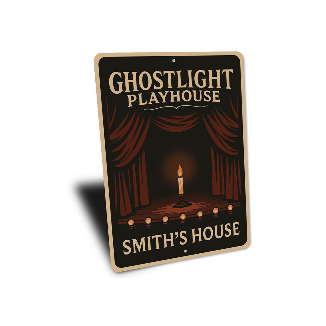 Ghostlight Playhouse Scary Theatre Personalized House Sign