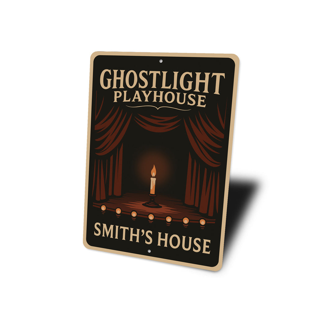 Ghostlight Playhouse Scary Theatre Personalized House Sign