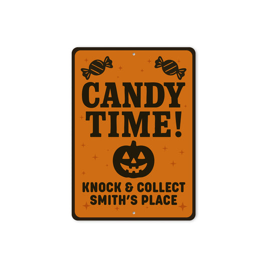 Candy Time Carved Pumpkin Knock And Collect Custom Sign