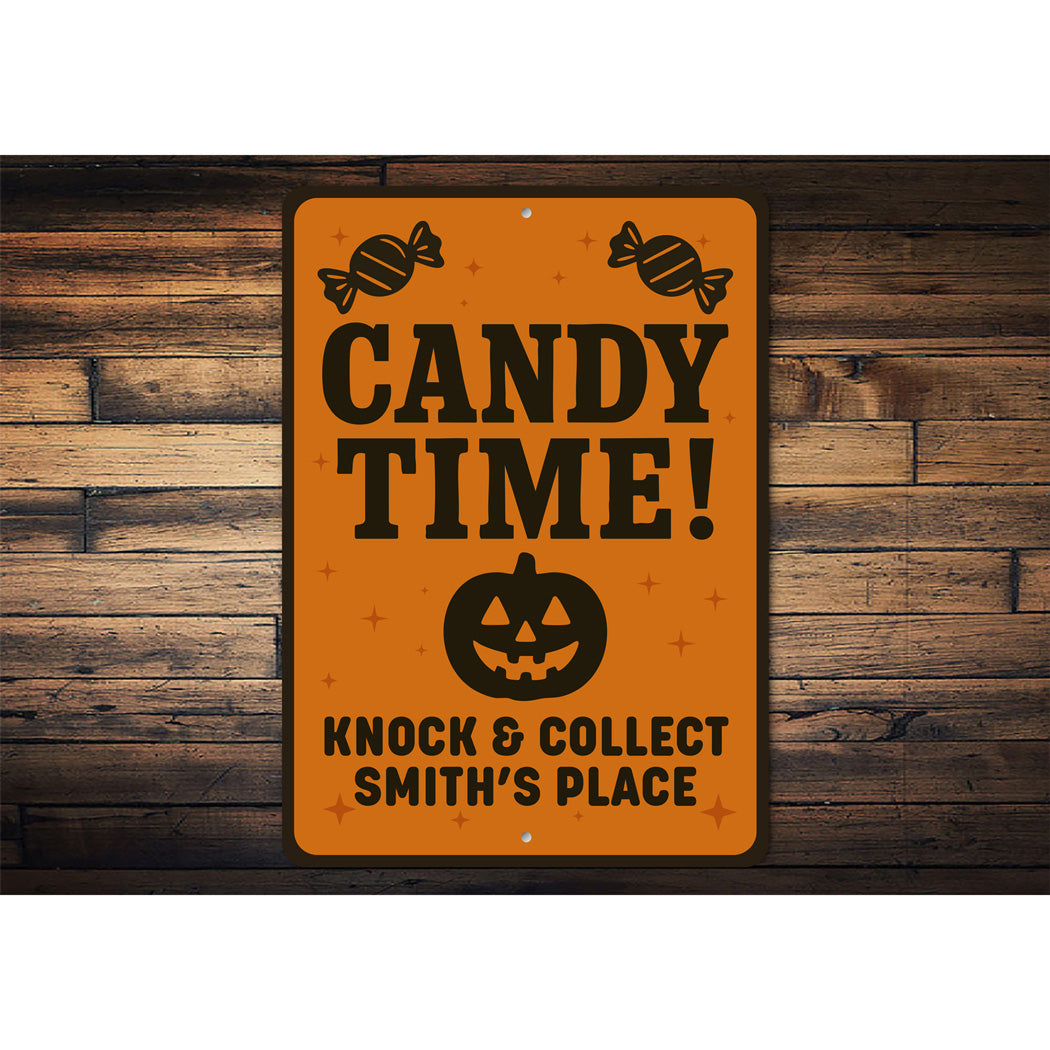 Candy Time Carved Pumpkin Knock And Collect Custom Sign