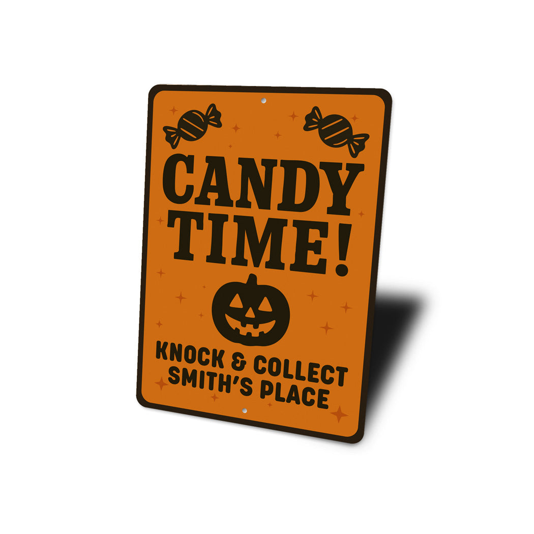 Candy Time Carved Pumpkin Knock And Collect Custom Sign