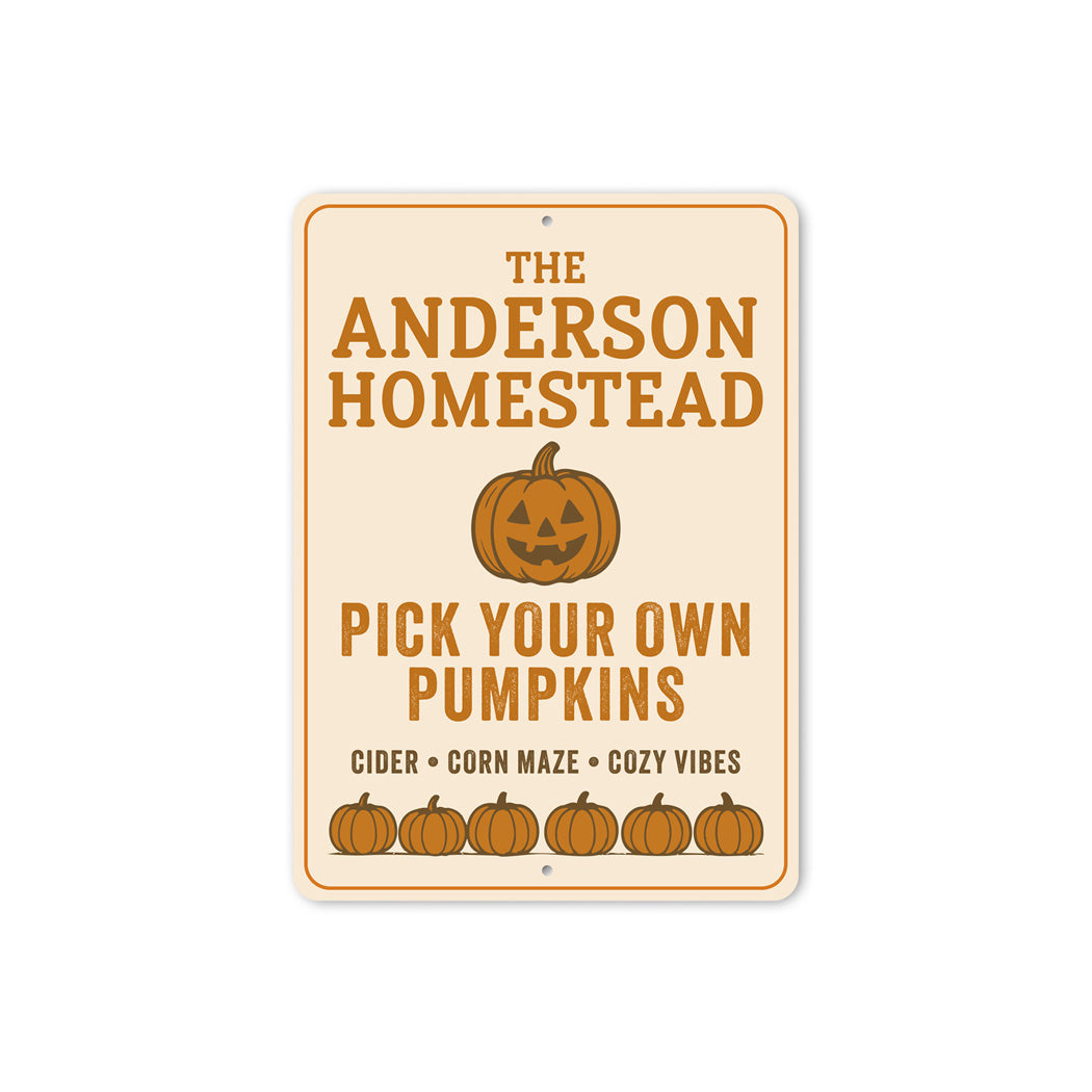 Personalized Homestead Pick Your Own Pumpkins Cider Sign