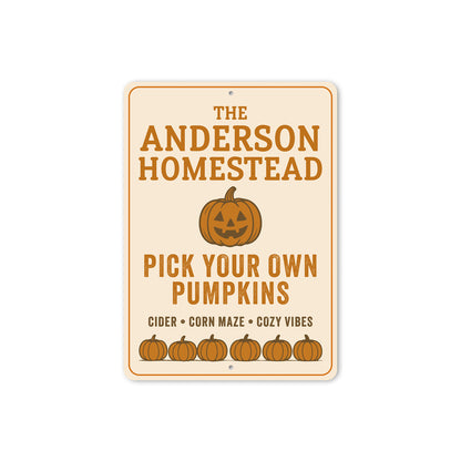 Personalized Homestead Pick Your Own Pumpkins Cider Sign