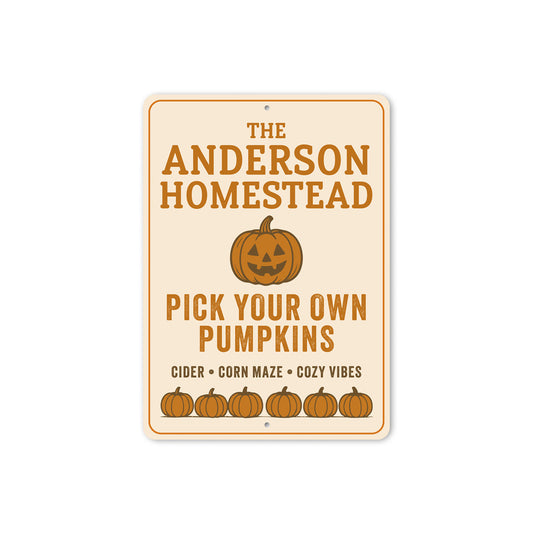 Personalized Homestead Pick Your Own Pumpkins Cider Sign
