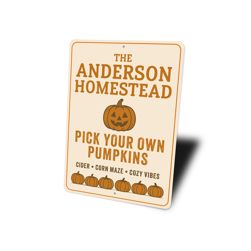 Personalized Homestead Pick Your Own Pumpkins Cider Sign
