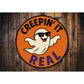 Creepin It Real Cool Ghost In Sunglasses Round Sign