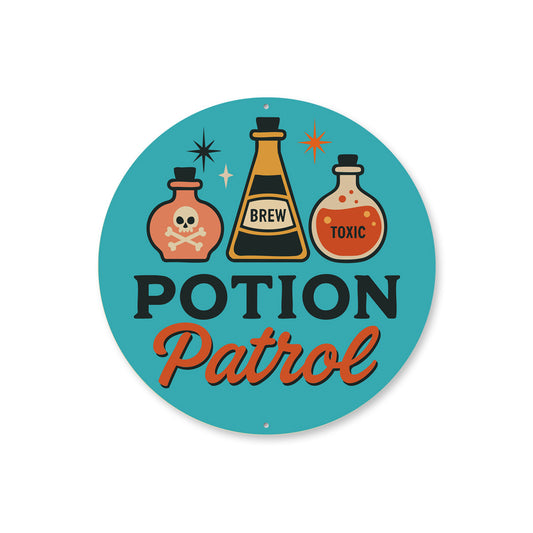 Potion Patrol Halloween Brew Round Sign