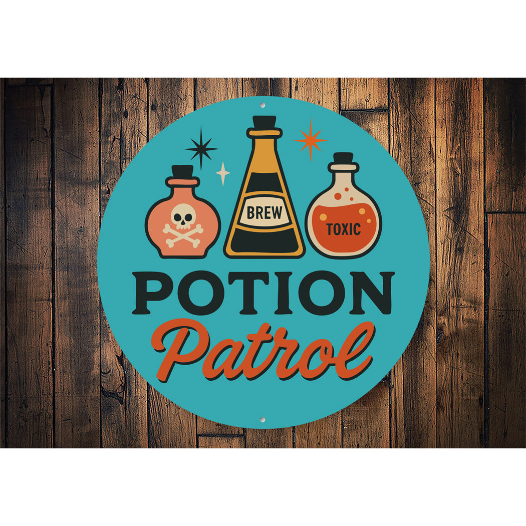 Potion Patrol Halloween Brew Round Sign