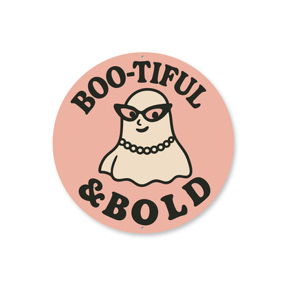 Boo-tiful And Bold Ghost Wearing Pearls Shades Round Sign