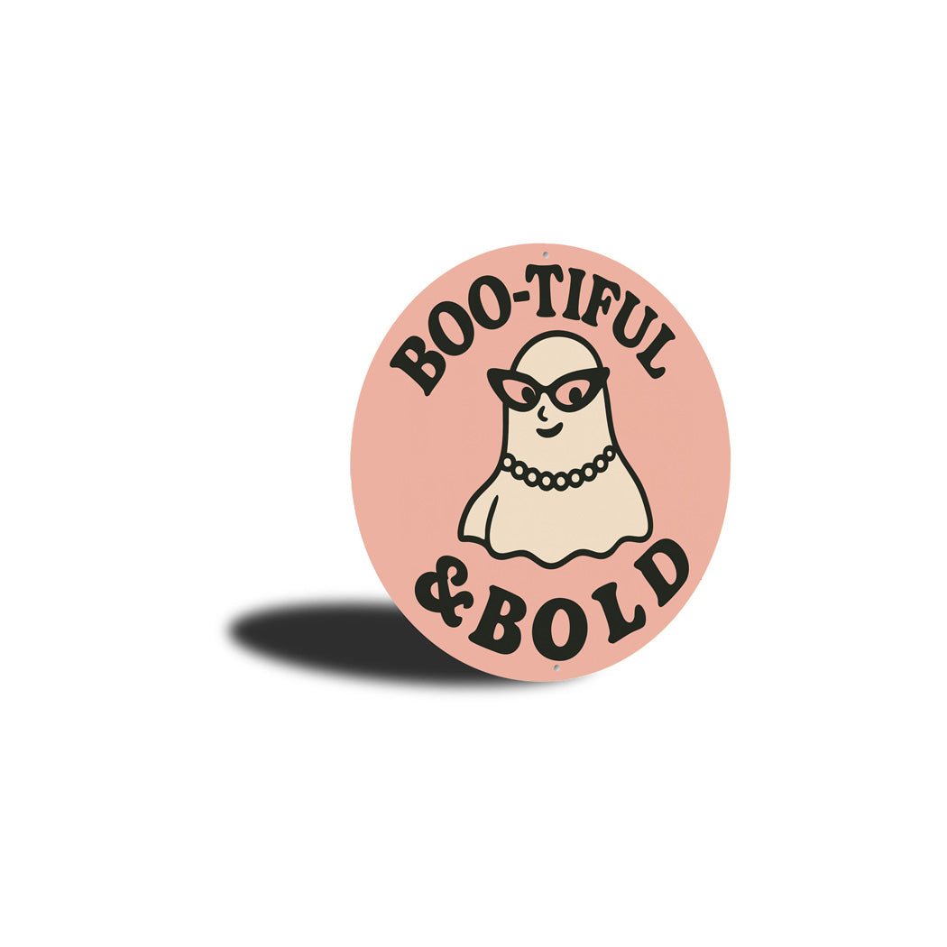 Boo-tiful And Bold Ghost Wearing Pearls Shades Round Sign