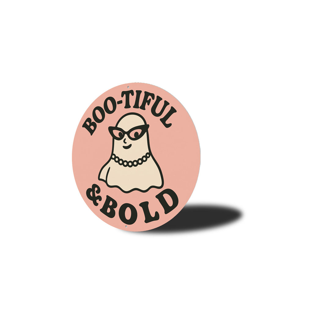Boo-tiful And Bold Ghost Wearing Pearls Shades Round Sign