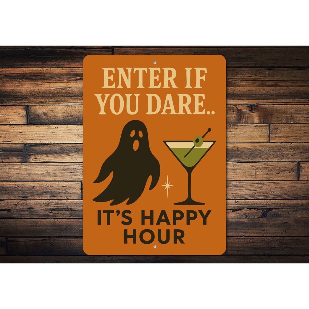 Enter If You Dare Cocktail Halloween Ghost Sign