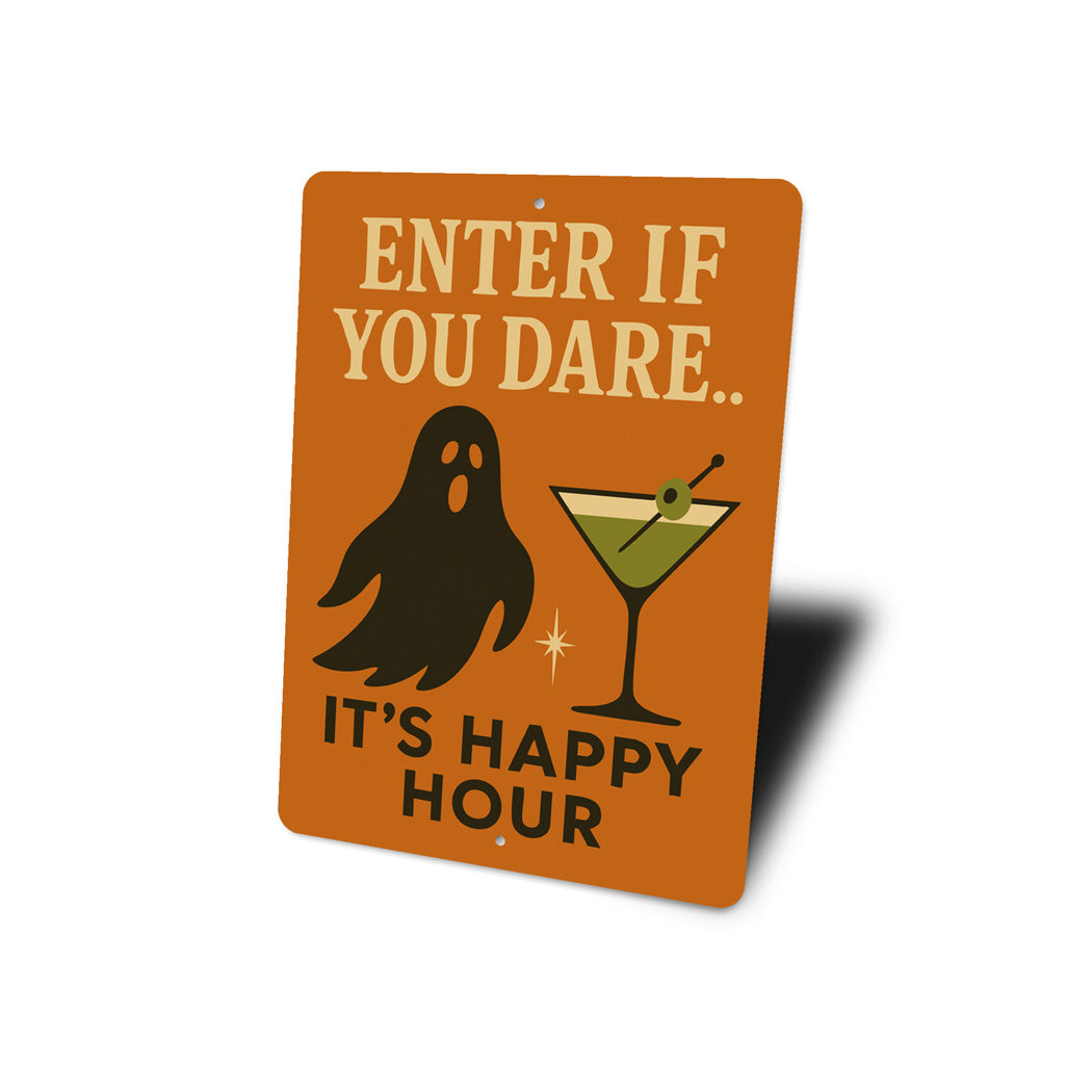 Enter If You Dare Cocktail Halloween Ghost Sign