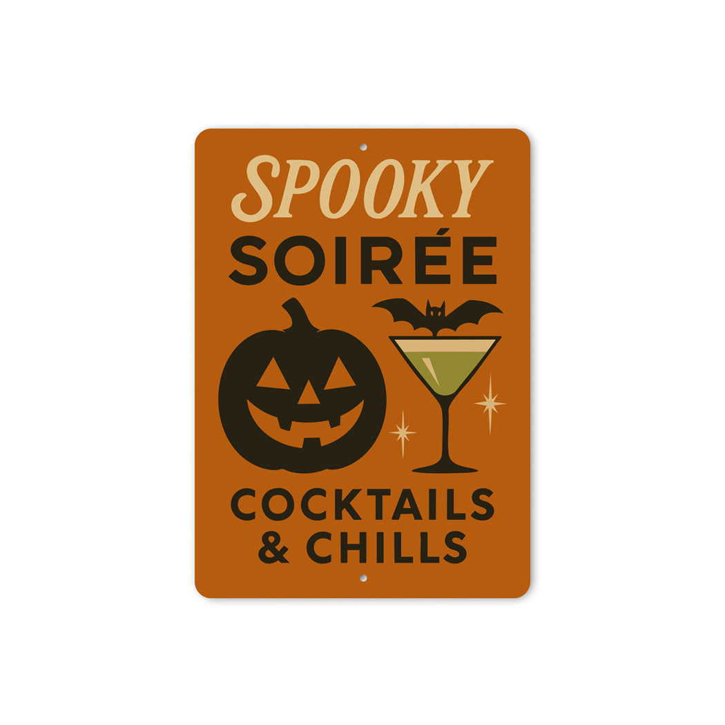 Spooky Soiree Cocktails And Chills Carved Pumpkin Sign