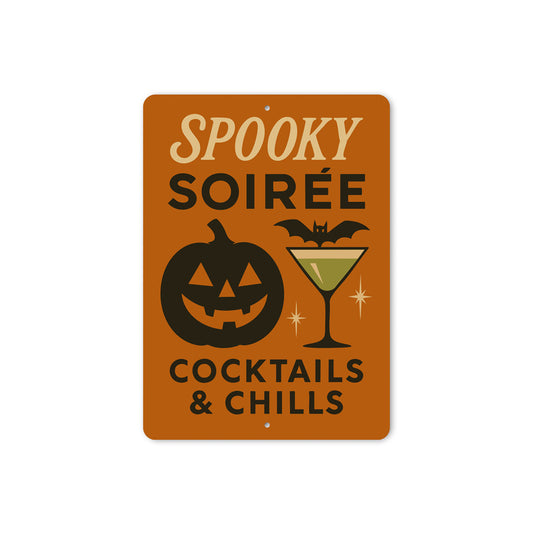 Spooky Soiree Cocktails And Chills Carved Pumpkin Sign