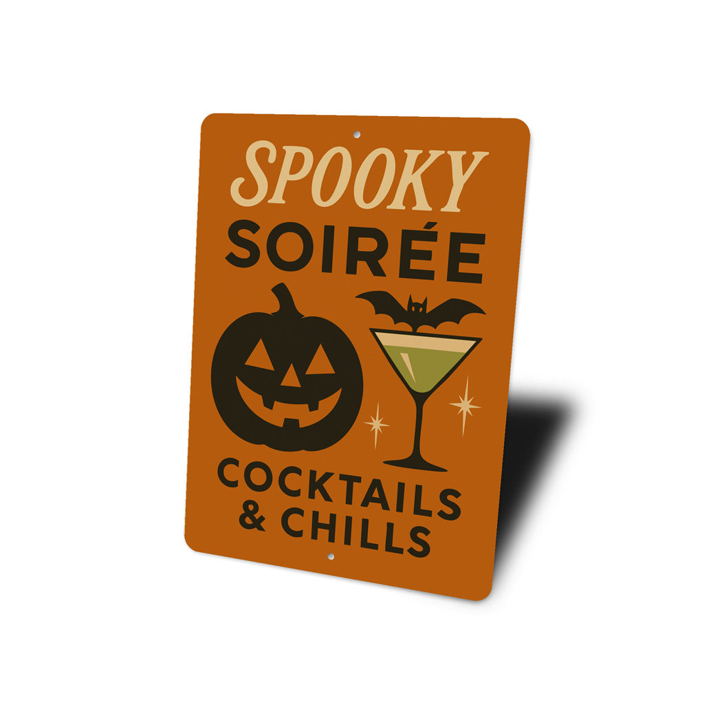 Spooky Soiree Cocktails And Chills Carved Pumpkin Sign