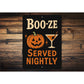 Boo-ze Served Nightly Carved Pumpkin Cocktail Sign
