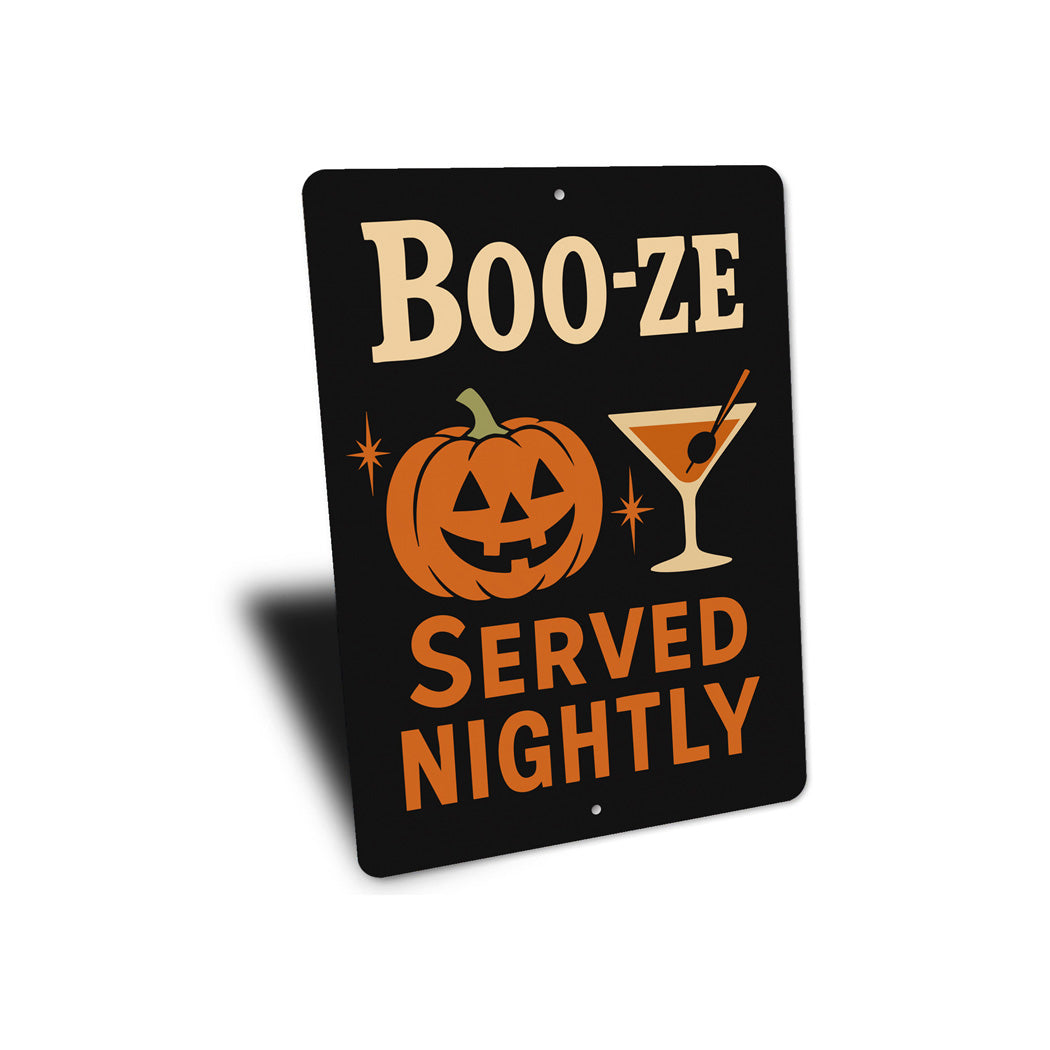 Boo-ze Served Nightly Carved Pumpkin Cocktail Sign