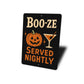Boo-ze Served Nightly Carved Pumpkin Cocktail Sign