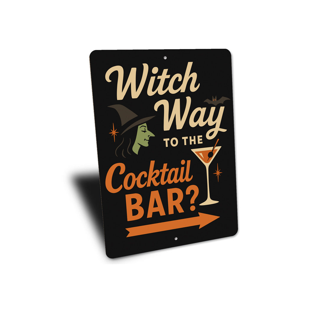 Witch Way To The Cocktail Bar Aluminum Halloween Decor Sign