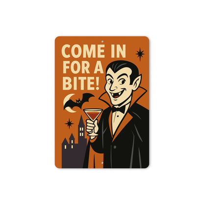 Come In For A Bite Happy Vampire And Bat Sign