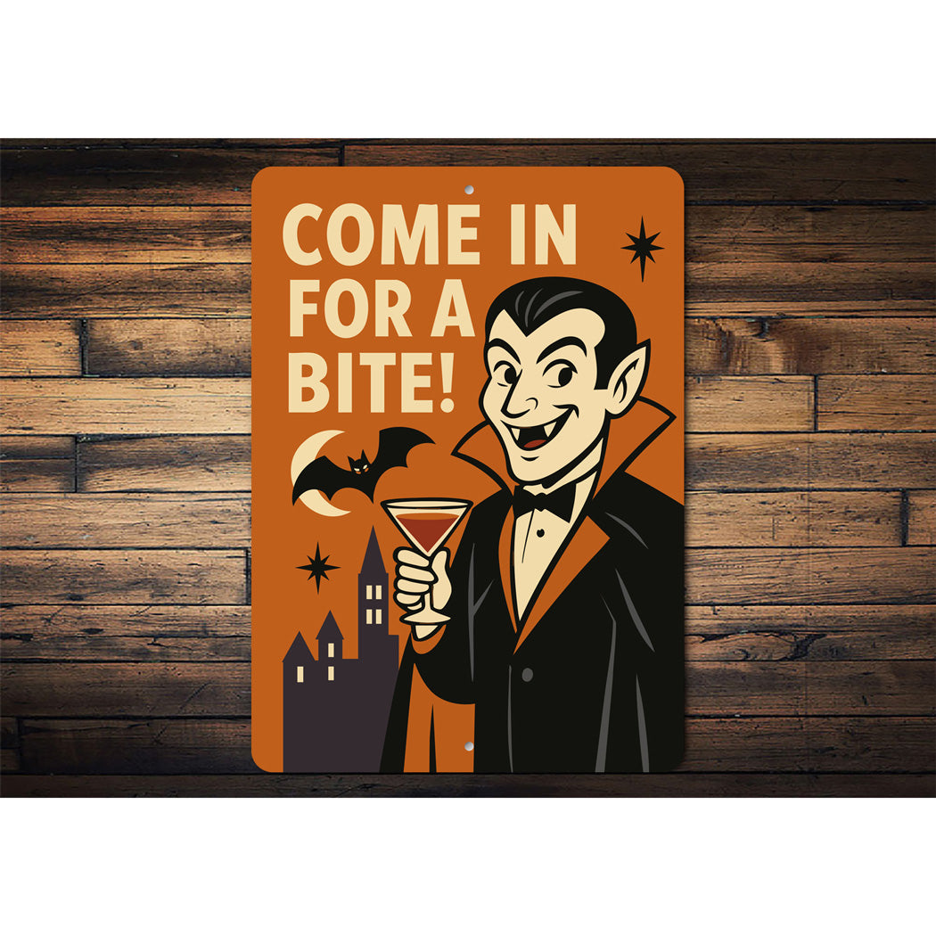 Come In For A Bite Happy Vampire And Bat Sign