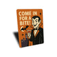 Come In For A Bite Happy Vampire And Bat Sign